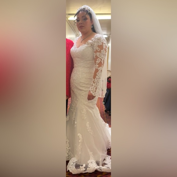 Wedding Mermaid Dress with Appliques - Picture 3 of 4